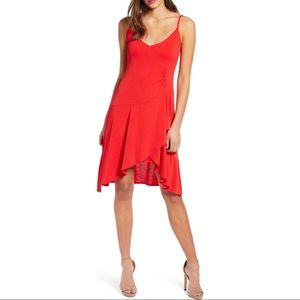 Leith sleeveless high/low red disco dress